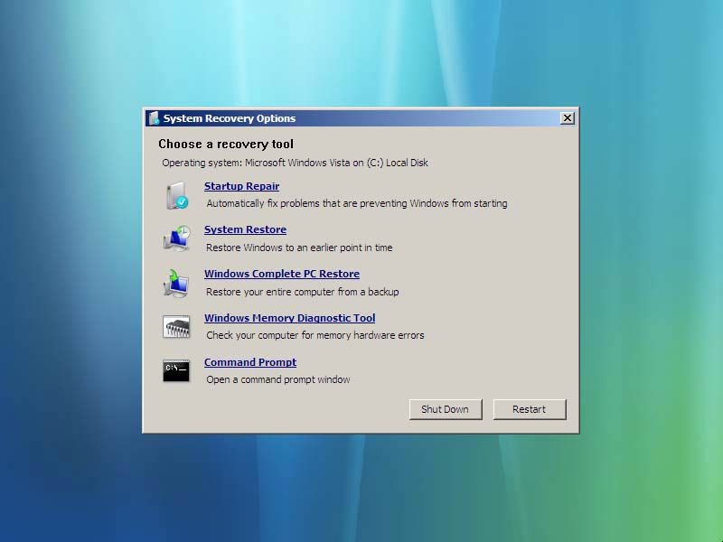 Windows Vista Repair Console Commands